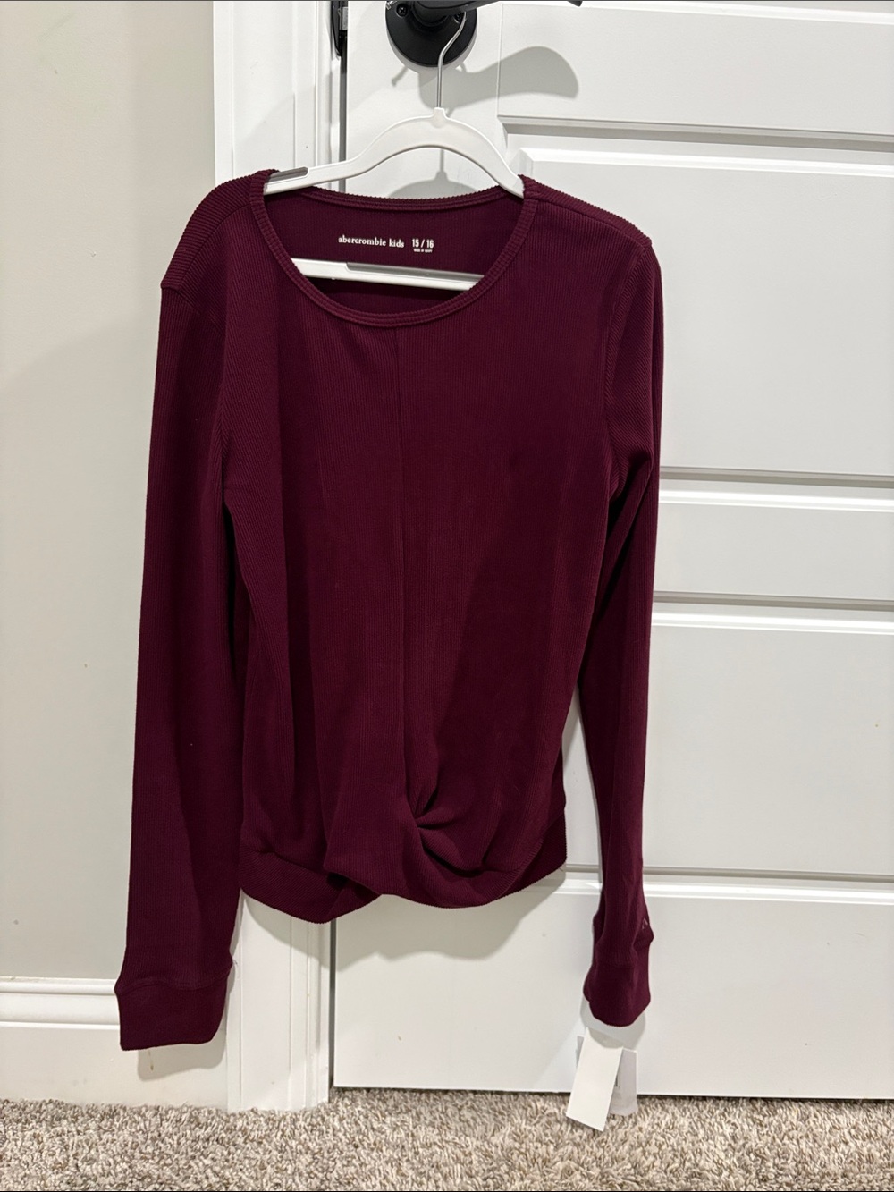 abercrombie kids Burgundy Long-Sleeve Twist Front Top